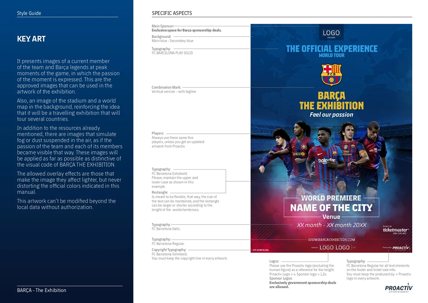 Key art layout with the crest, football players and exhibition details