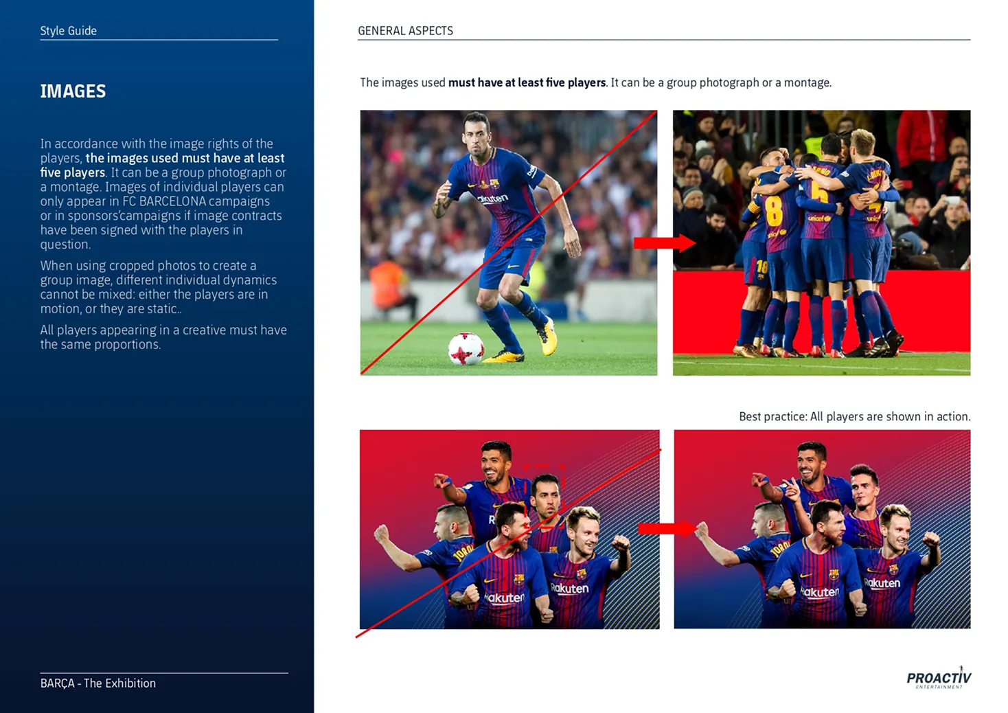 Photography guidelines with approved player images and compositions