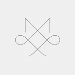 Thin-line monogram combining an M with an infinity-shaped flourish.