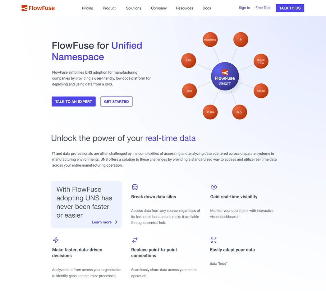 Unified Namespace solution page