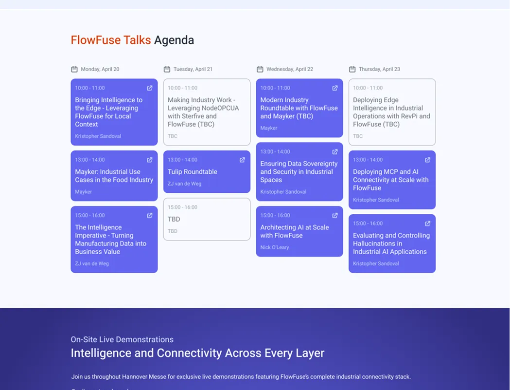 FlowFuse Talks conference agenda
