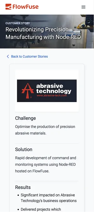 Abrasive Technology customer story on mobile
